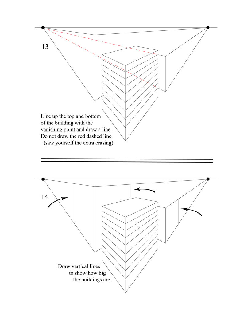 Two Point Perspective Bird's Eye View steps 13 and 14